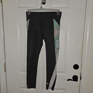 Victoria's Secret Leggings in Gray with Pink and Green Accents